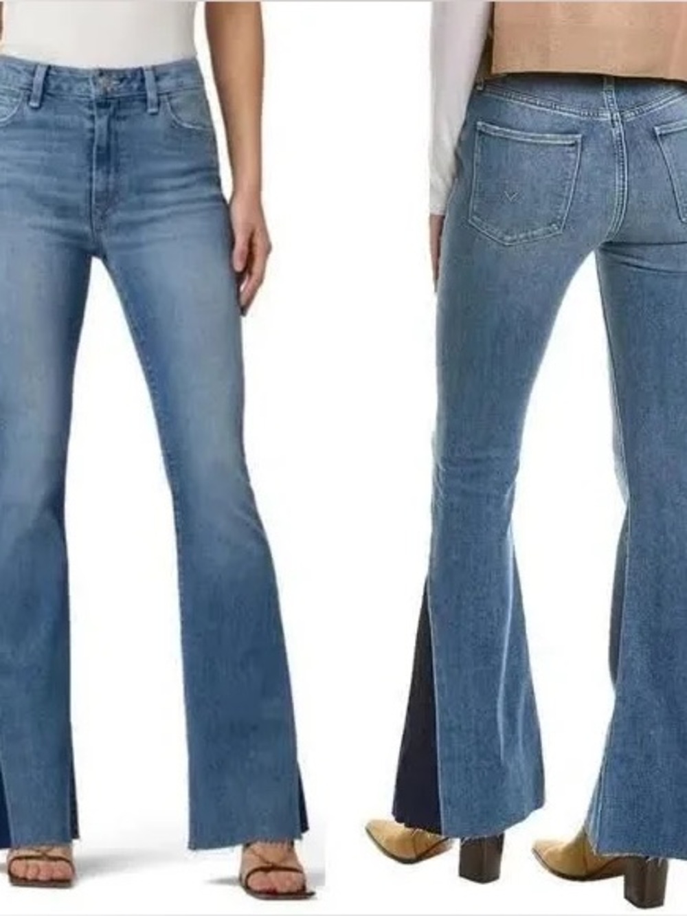 Women's Light Blue Flared Jeans with Side Slit